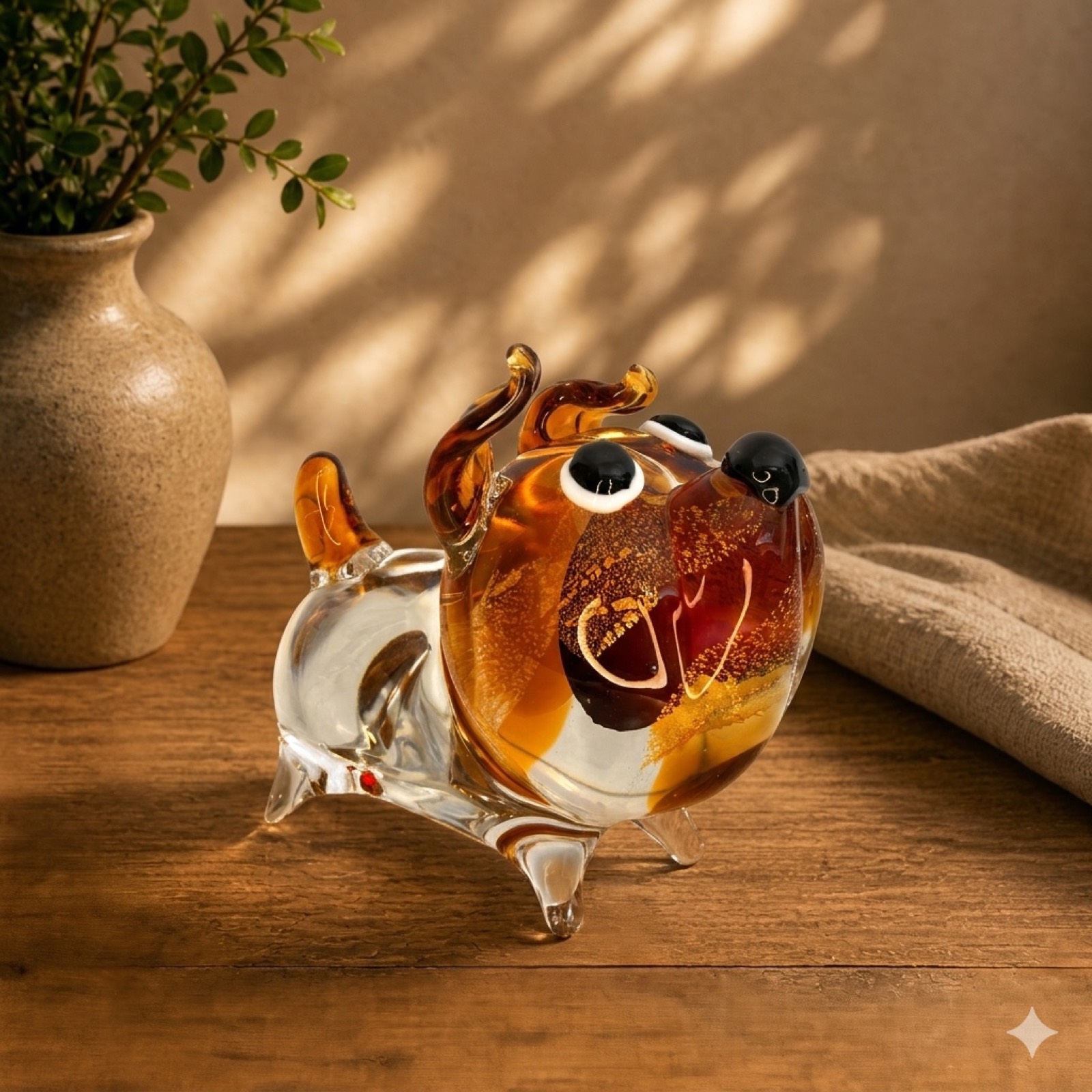Golden Dog Glass Sculpture — glass art by Mezcla