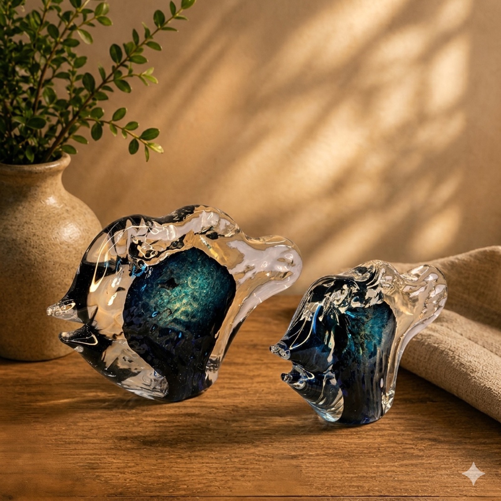 Smoked Glass Fish – Clear/Blue — glass art by Mezcla, 23×10 cm