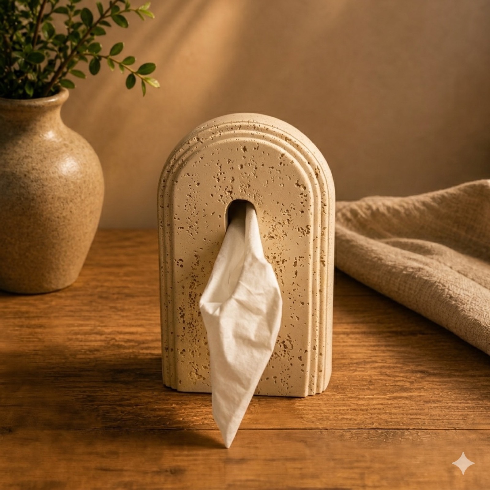 Vertical Tissue Box Stone Texture — ceramics by Mezcla