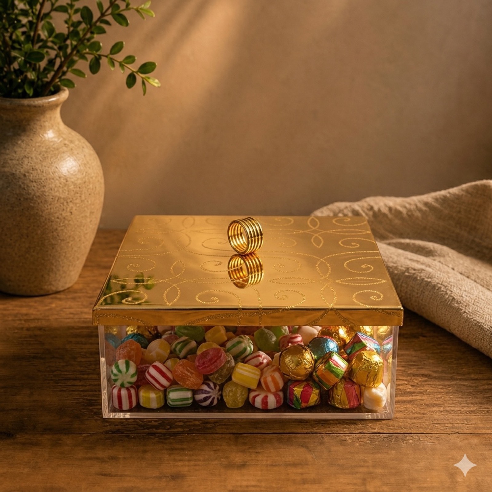 Gold Patterned Box — wood decor by Mezcla