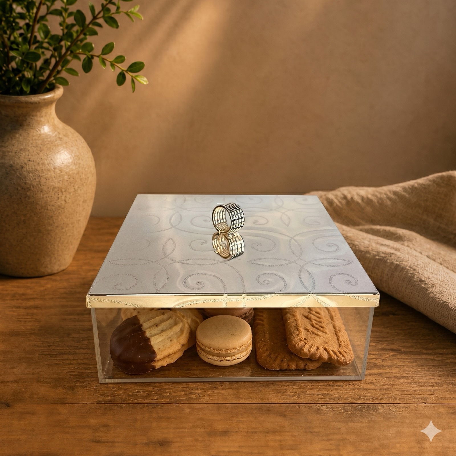 Silver Patterned Box — wood decor by Mezcla