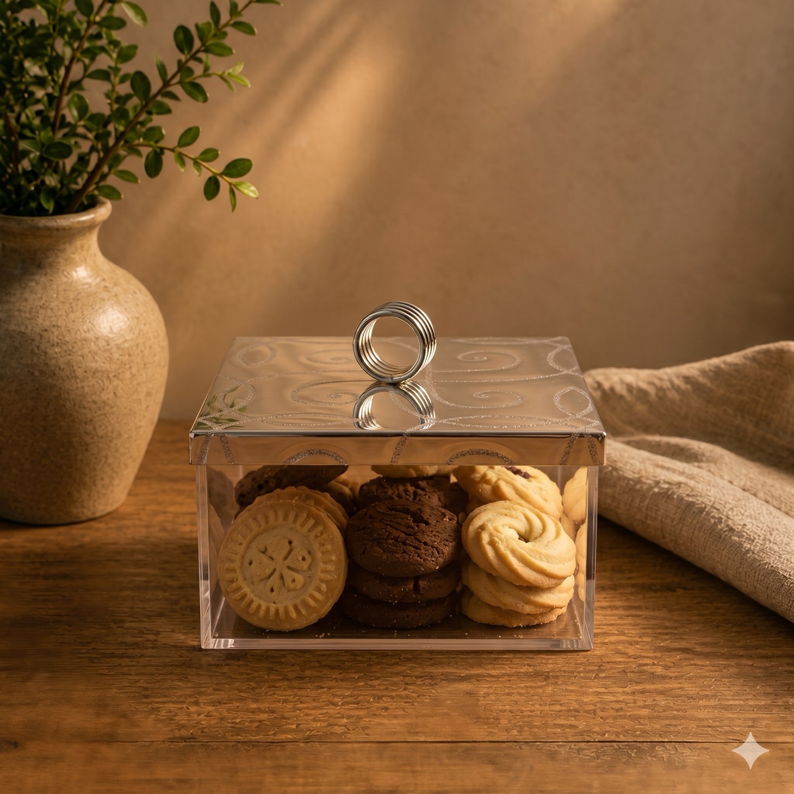 Silver Patterned Box – Small — wood decor by Mezcla