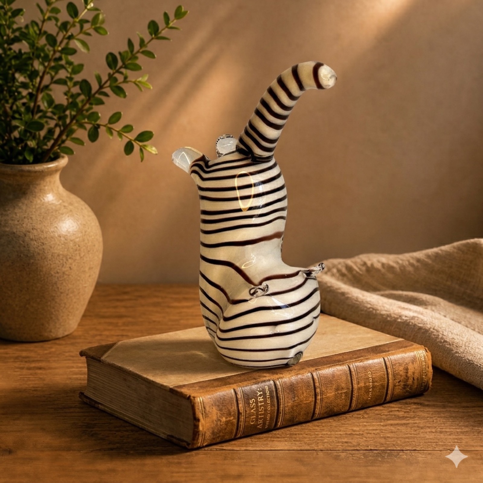 Cat Pattern Art Glass Sculpture — glass art by Mezcla