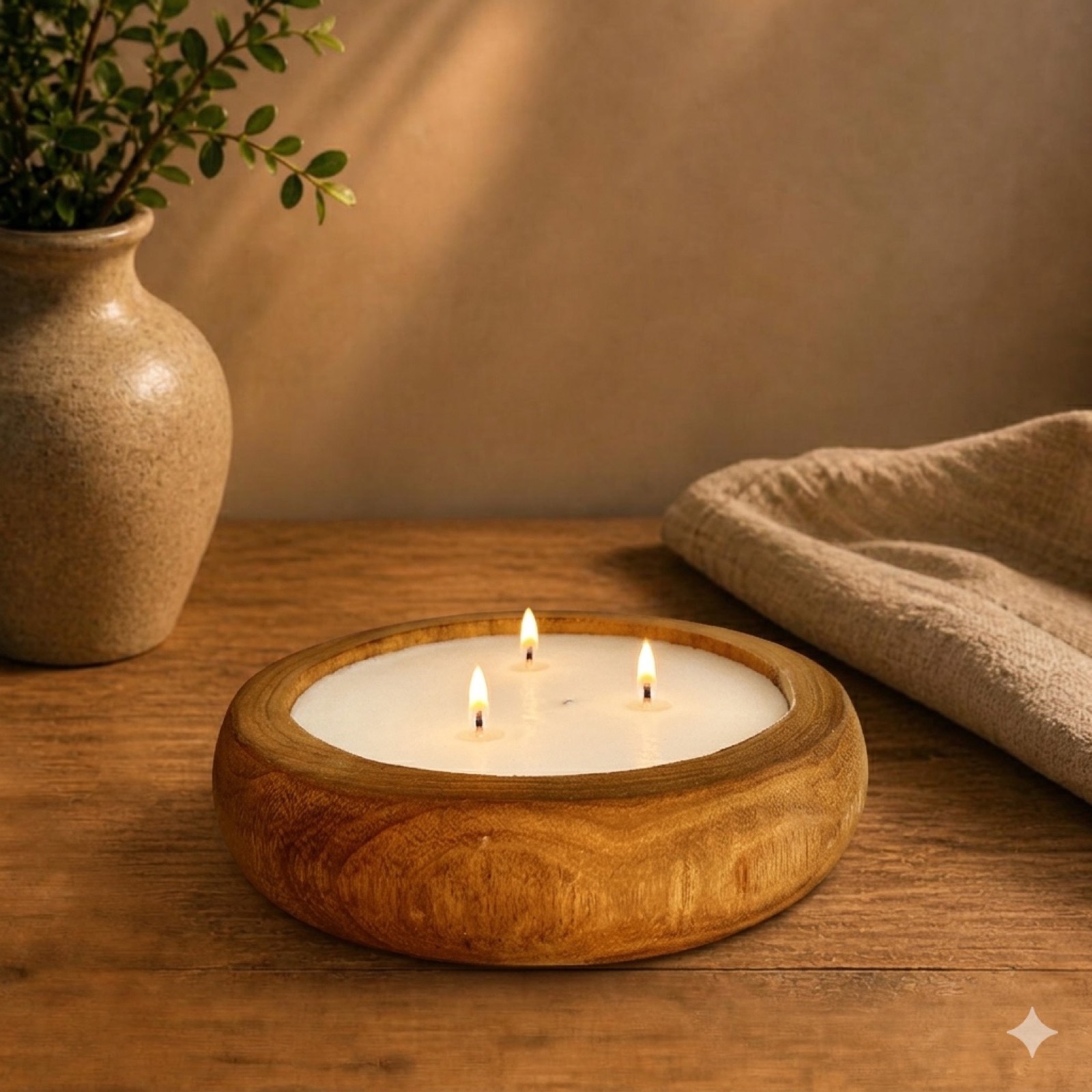 Round Wood Candle — wood decor by Mezcla