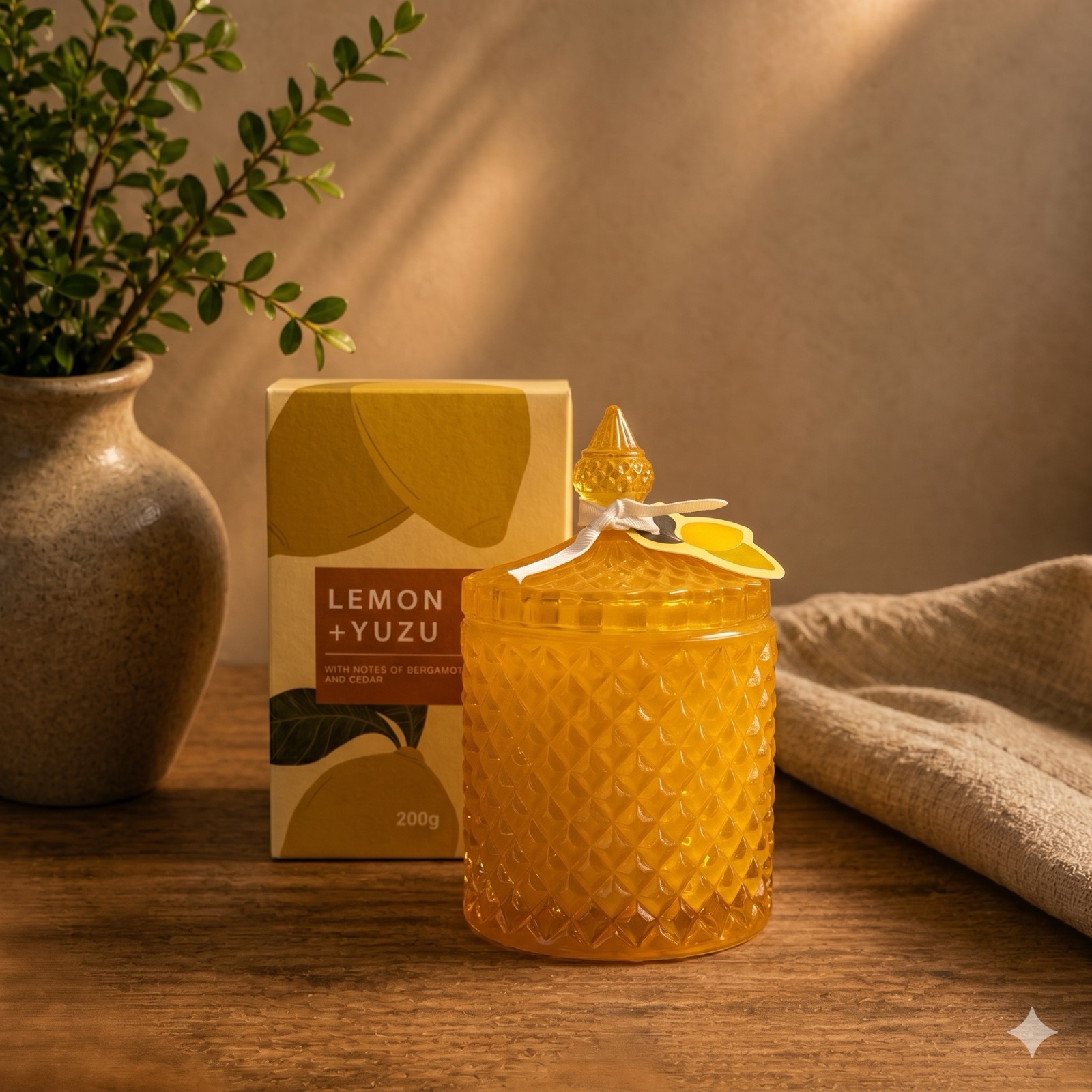 Yellow Stone Cotton Reed Candle – 200g — fragrance by Mezcla