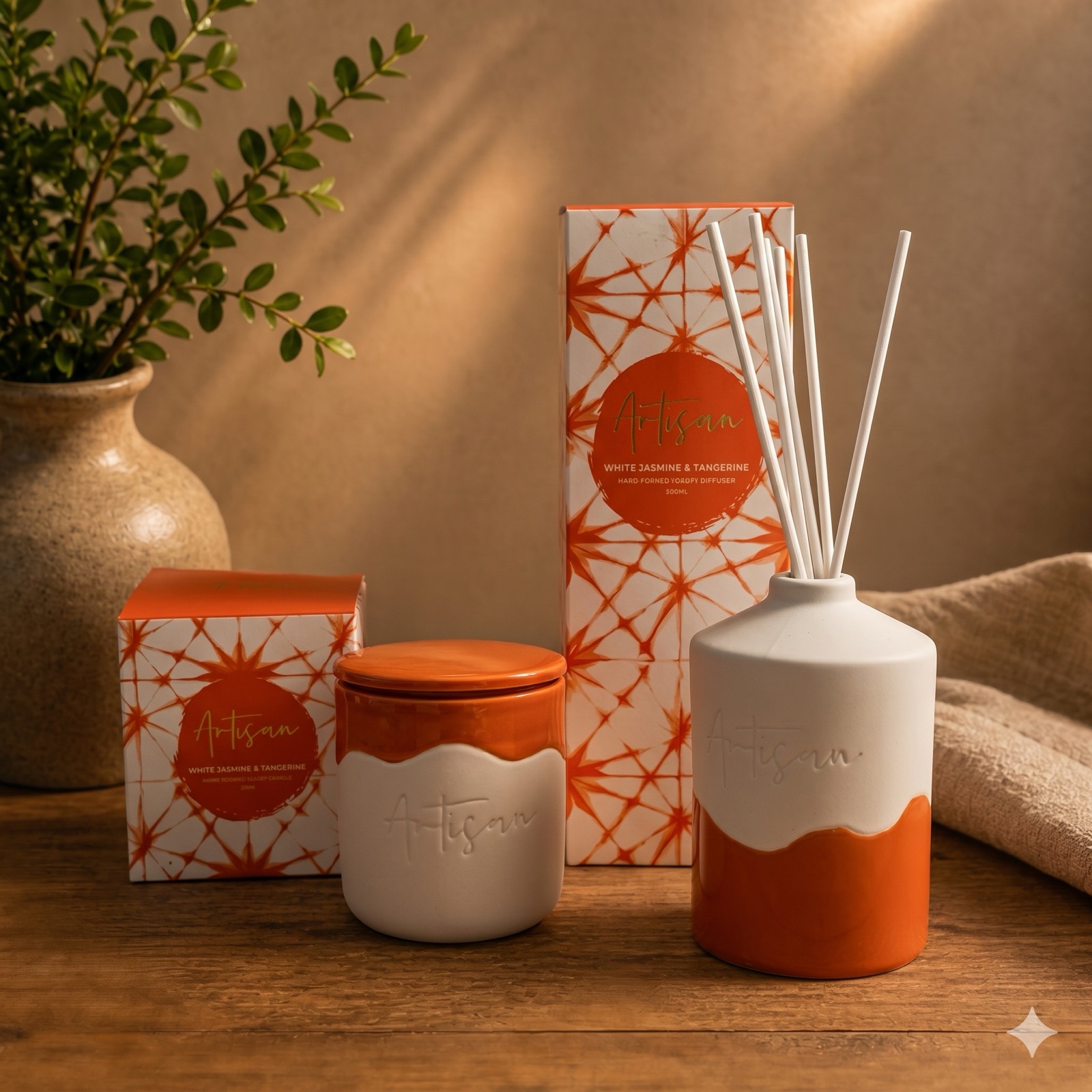 Artisan Candle + Perfume Set – White & Orange — fragrance by Mezcla
