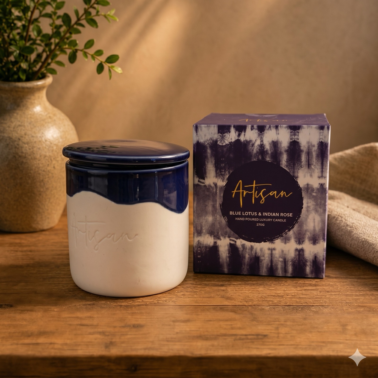 Artisan Candle – White & Blue — fragrance by Mezcla