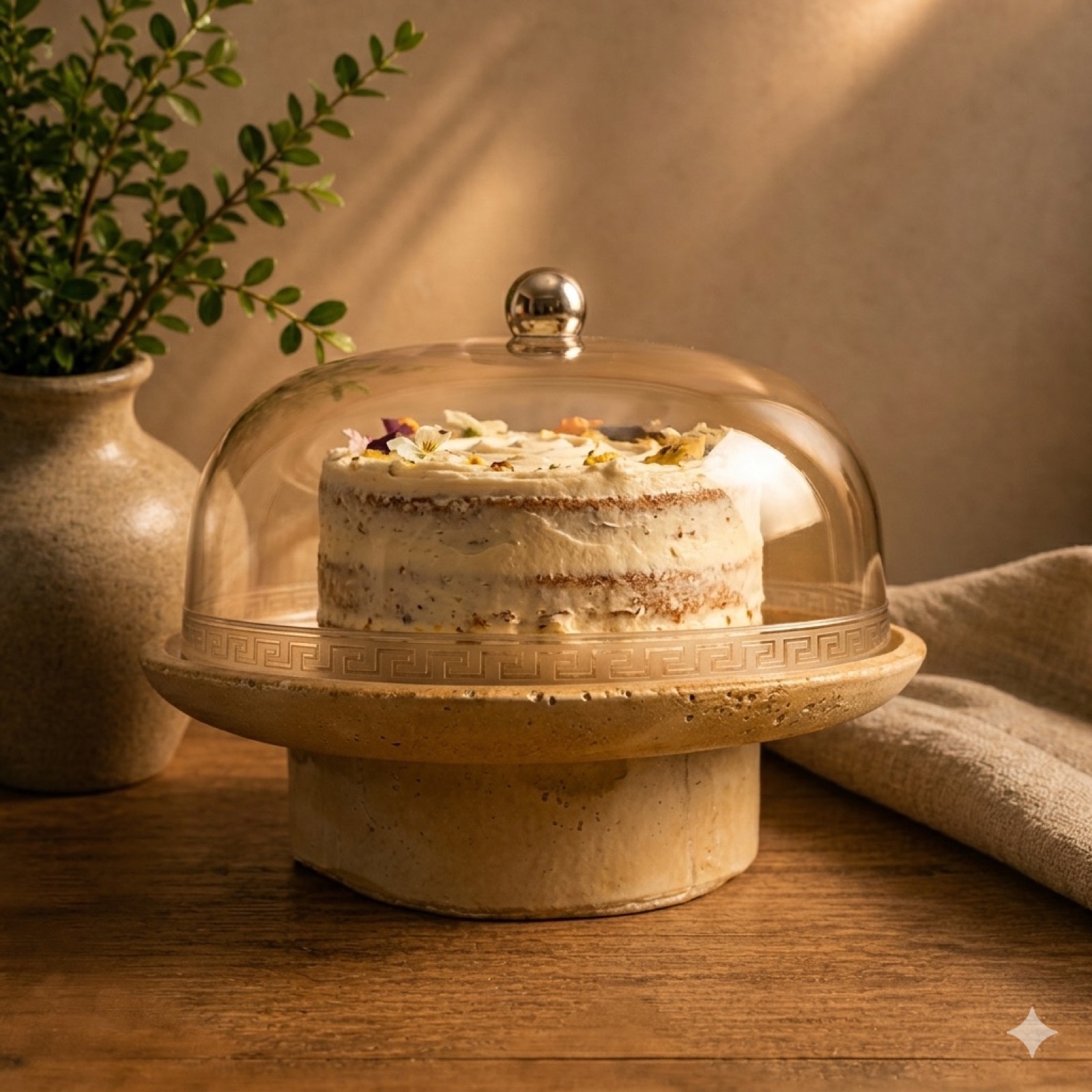 Stone Plexi Dome Cake Stand – Large — stone tableware by Mezcla