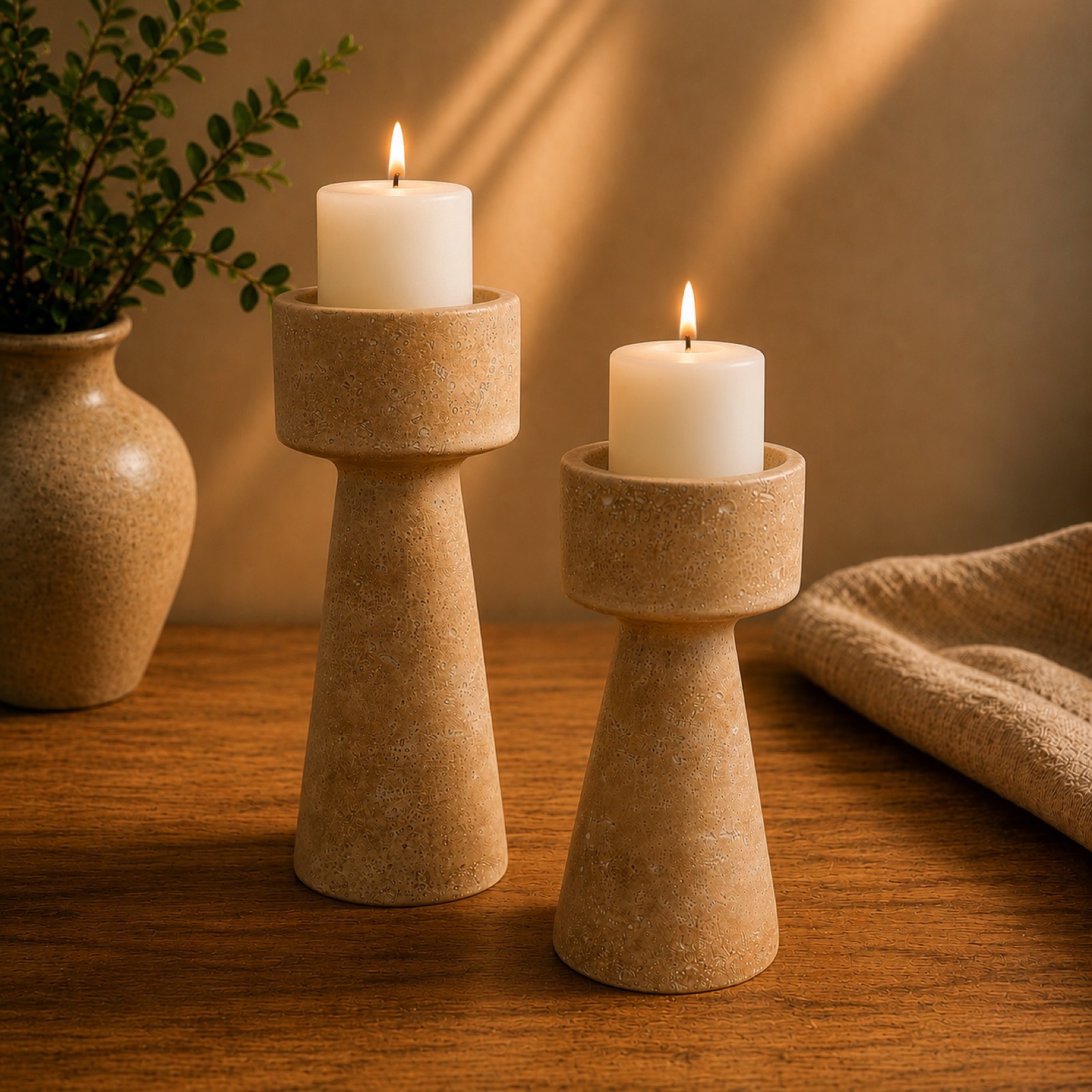Stone Candle Holder — stone decor by Mezcla, 20×10 cm