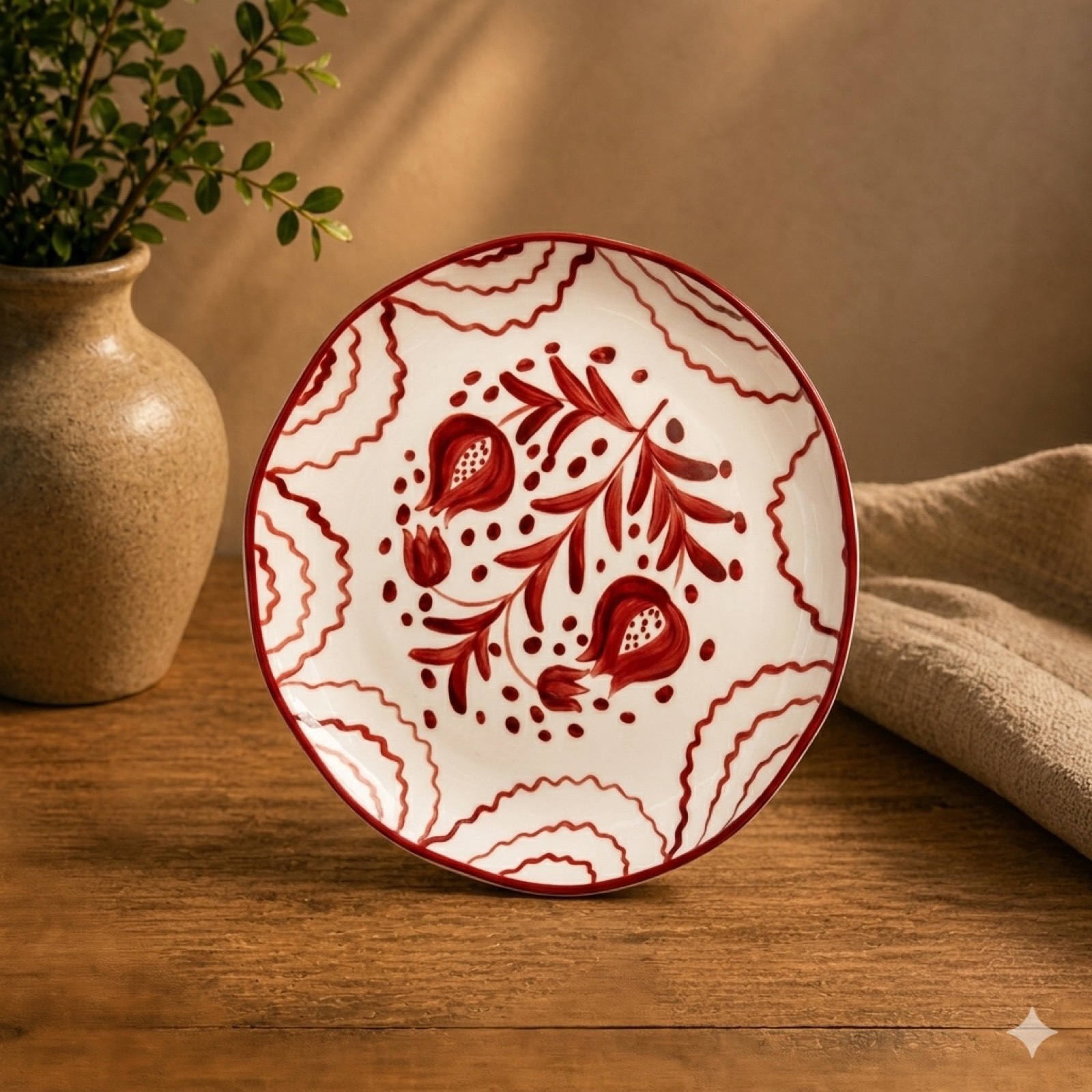 Hand-Painted Pomegranate Plate 8" — ceramic tableware by Mezcla