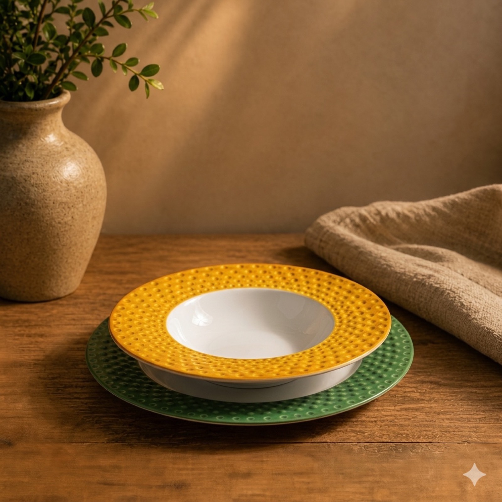 3 Colors Rim Dinner Plate 11.25" — ceramic tableware by Mezcla