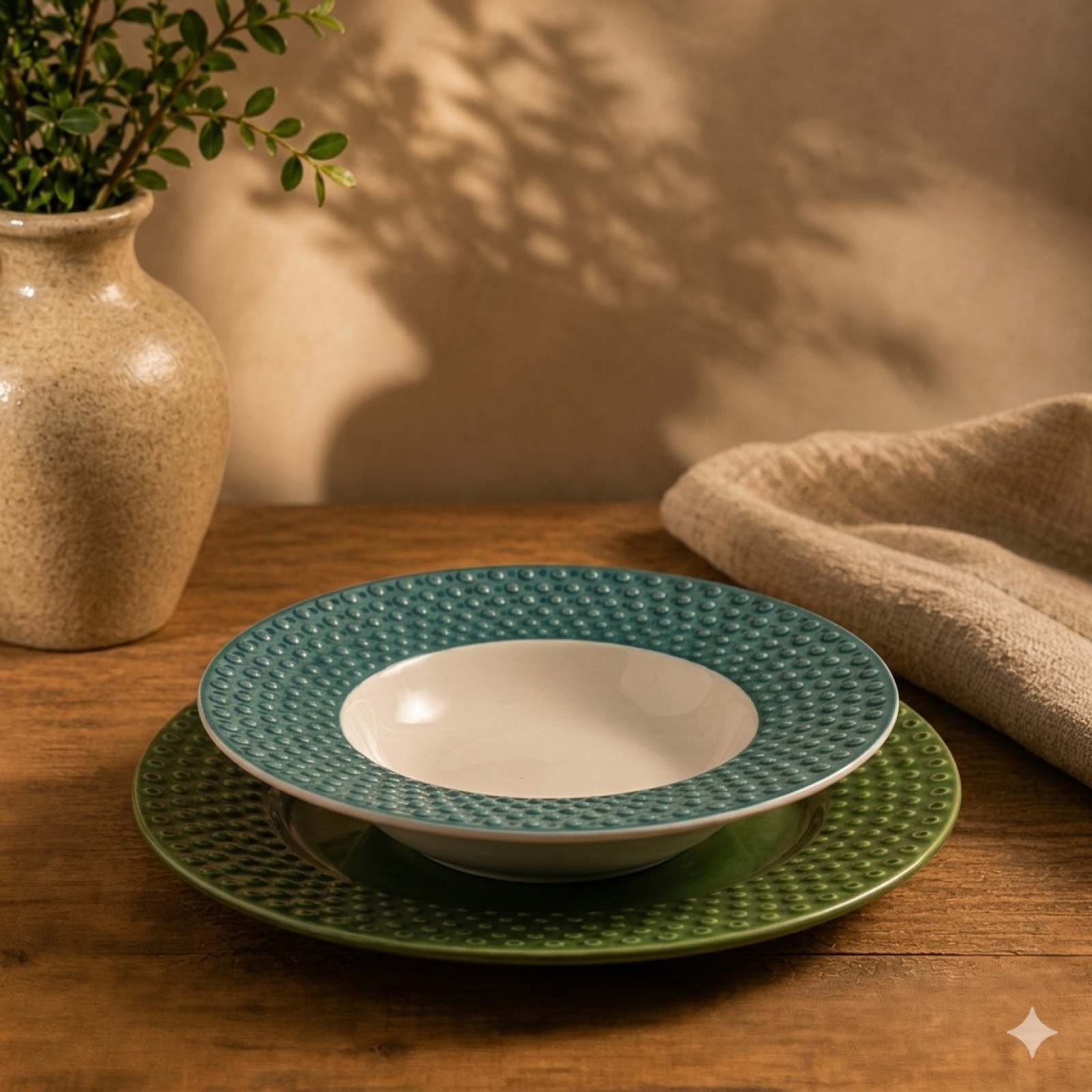 3 Colors Dessert Rim Plate — ceramic tableware by Mezcla