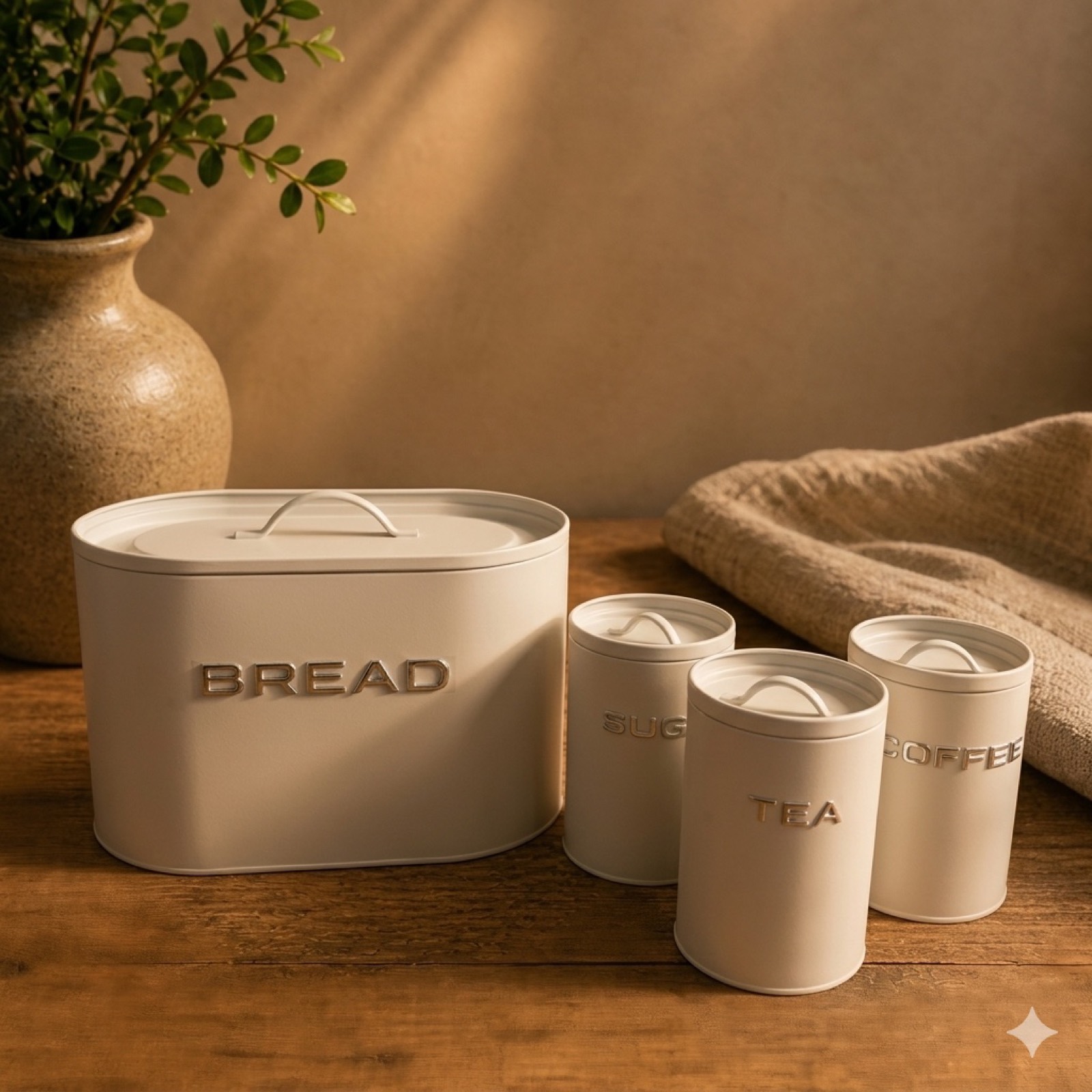 Bread Box Set – White — metal decor by Mezcla