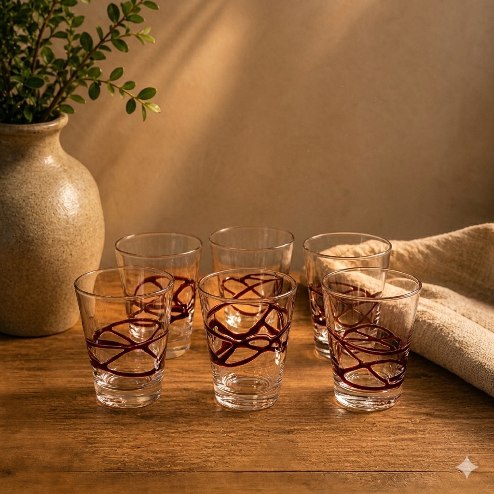 Clear Glass Cup – Amber Swirl — glass tableware by Mezcla