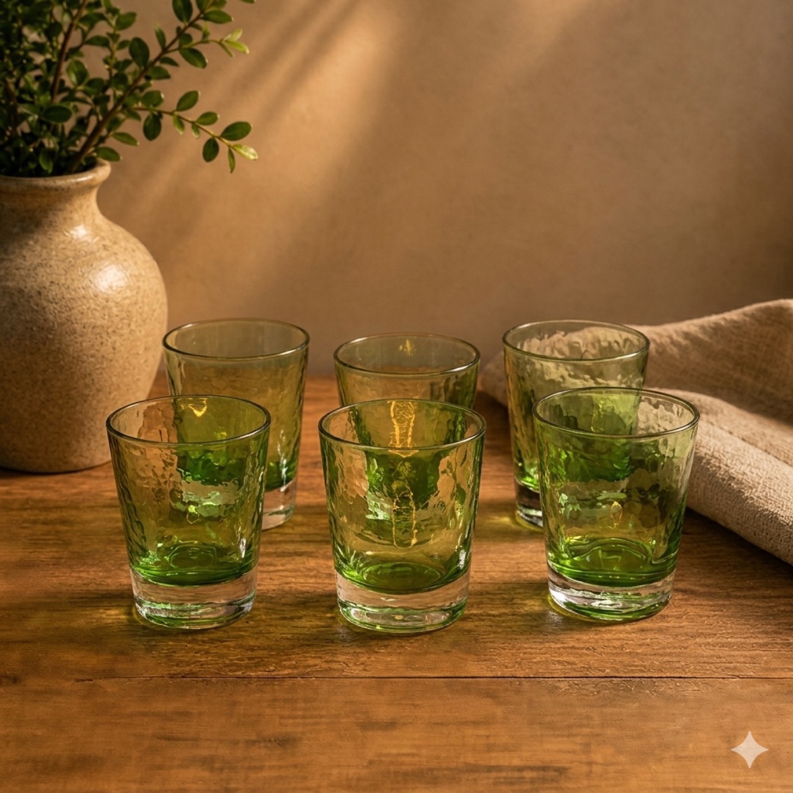Textured Colored Glass Cup – Green — glass tableware by Mezcla