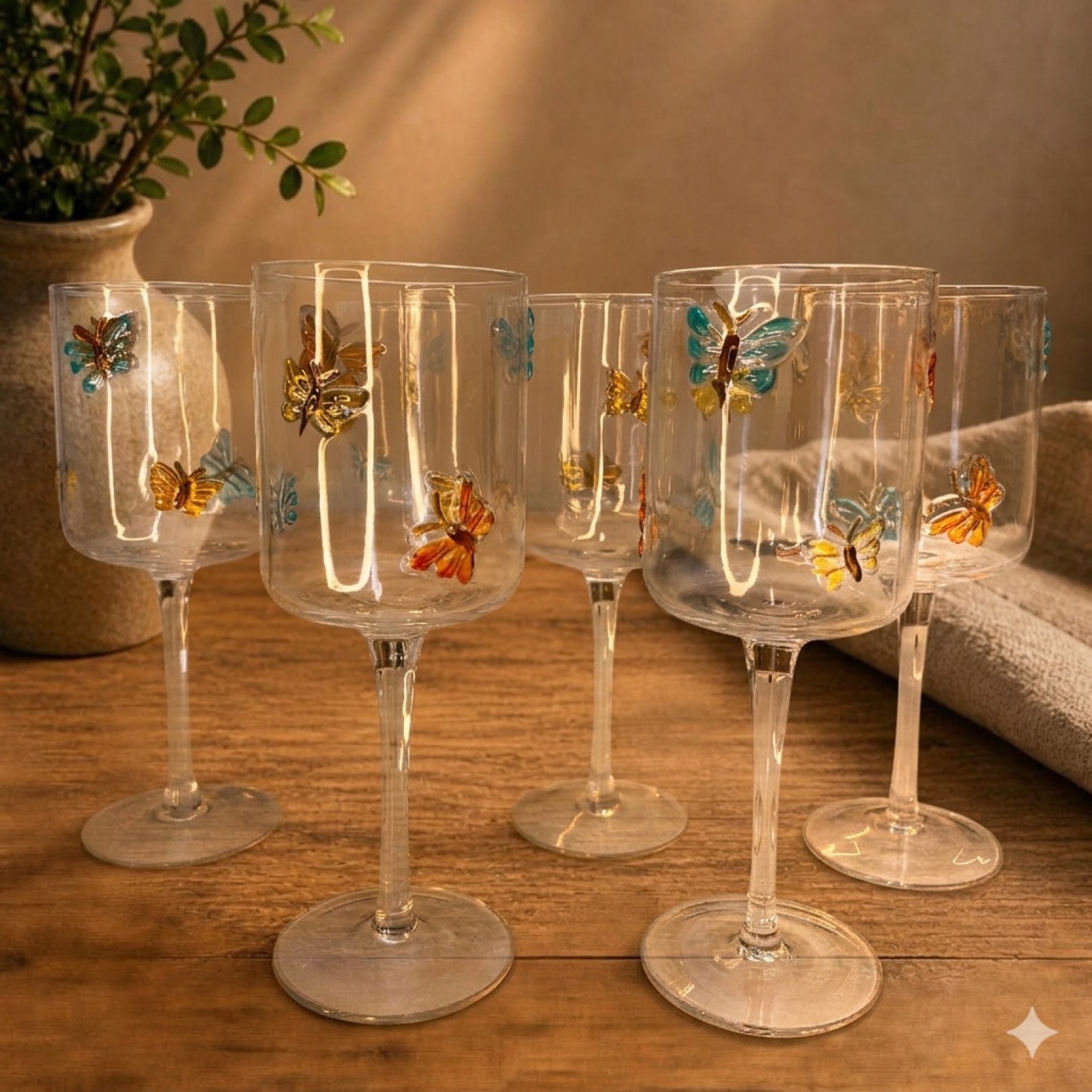Butterfly Cup Wine Glass – Multicolor — glass tableware by Mezcla