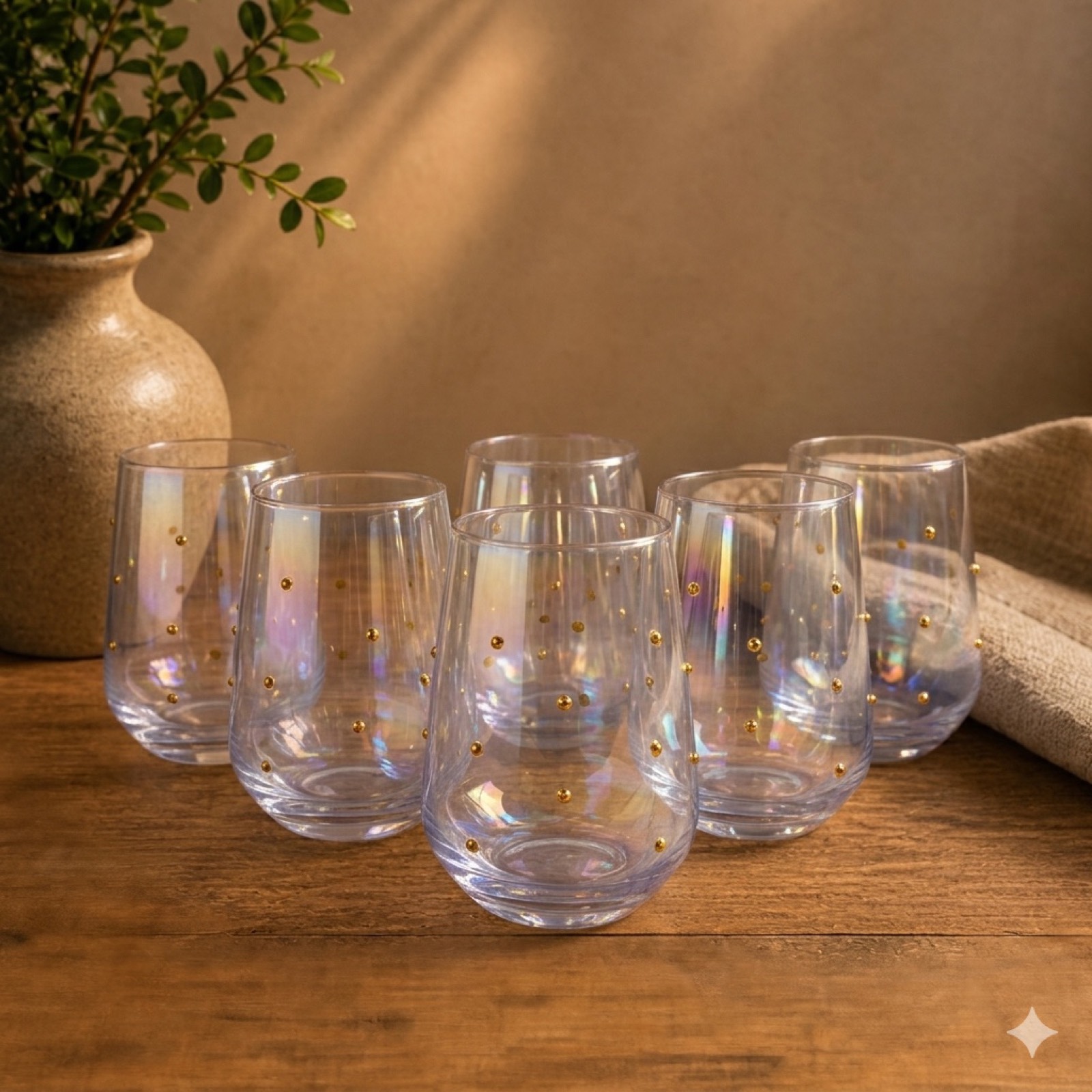 Glass Cup with Balls – Gold Tall — glass tableware by Mezcla