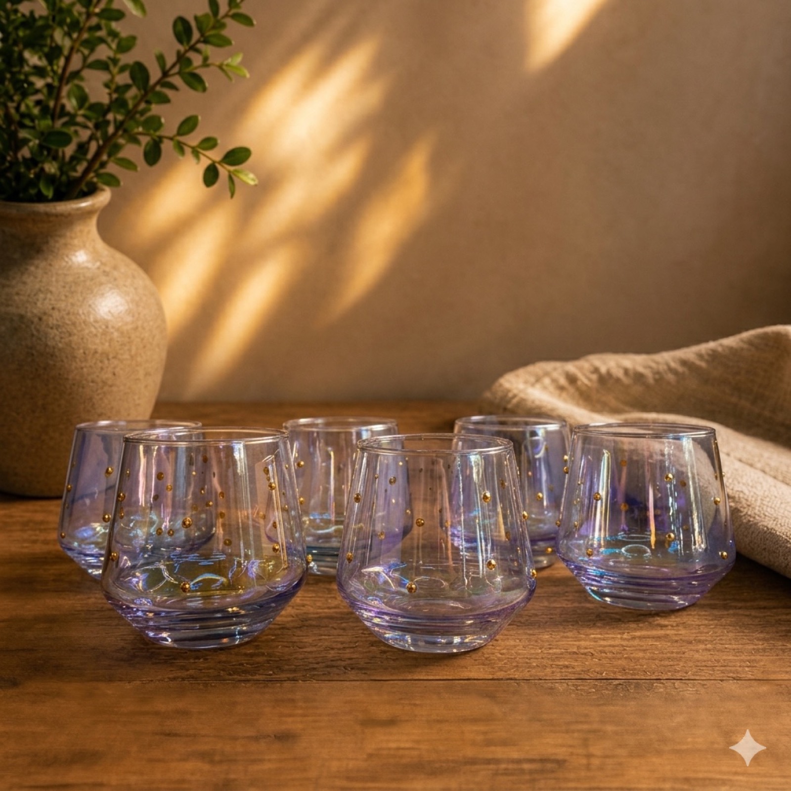 Glass Cup with Balls Gold — glass tableware by Mezcla
