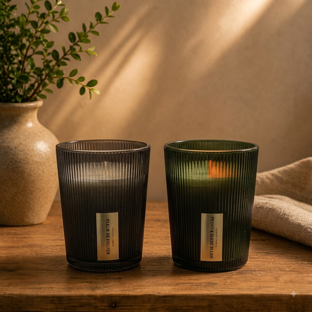 Ribbed Glass Candle Jar — glass decor by Mezcla