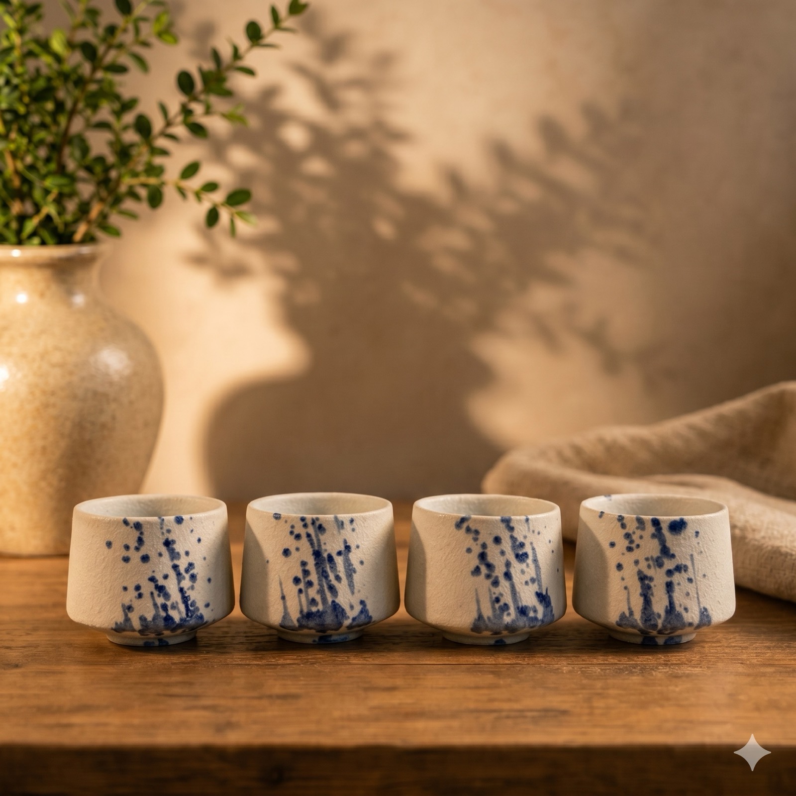 Ceramic Coffee Cup Blue/White — ceramic tableware by Mezcla
