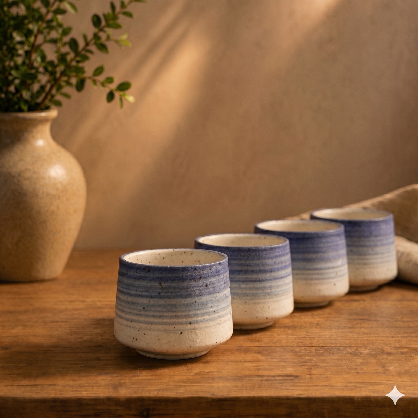 Ceramic Coffee Cup White/Blue — ceramic tableware by Mezcla
