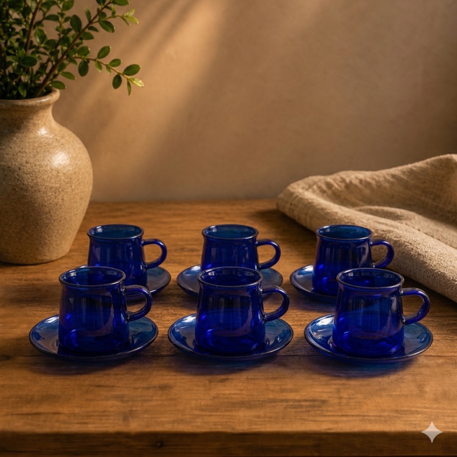 Dark Blue Tea Cups — glass tableware by Mezcla
