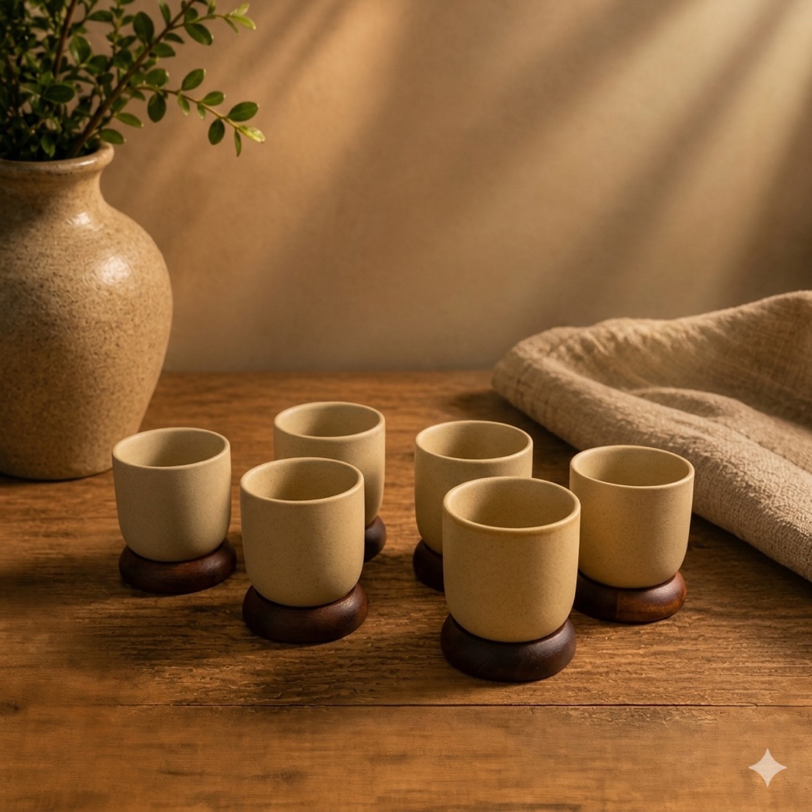 Ceramic Cup with Wooden Base — ceramic tableware by Mezcla