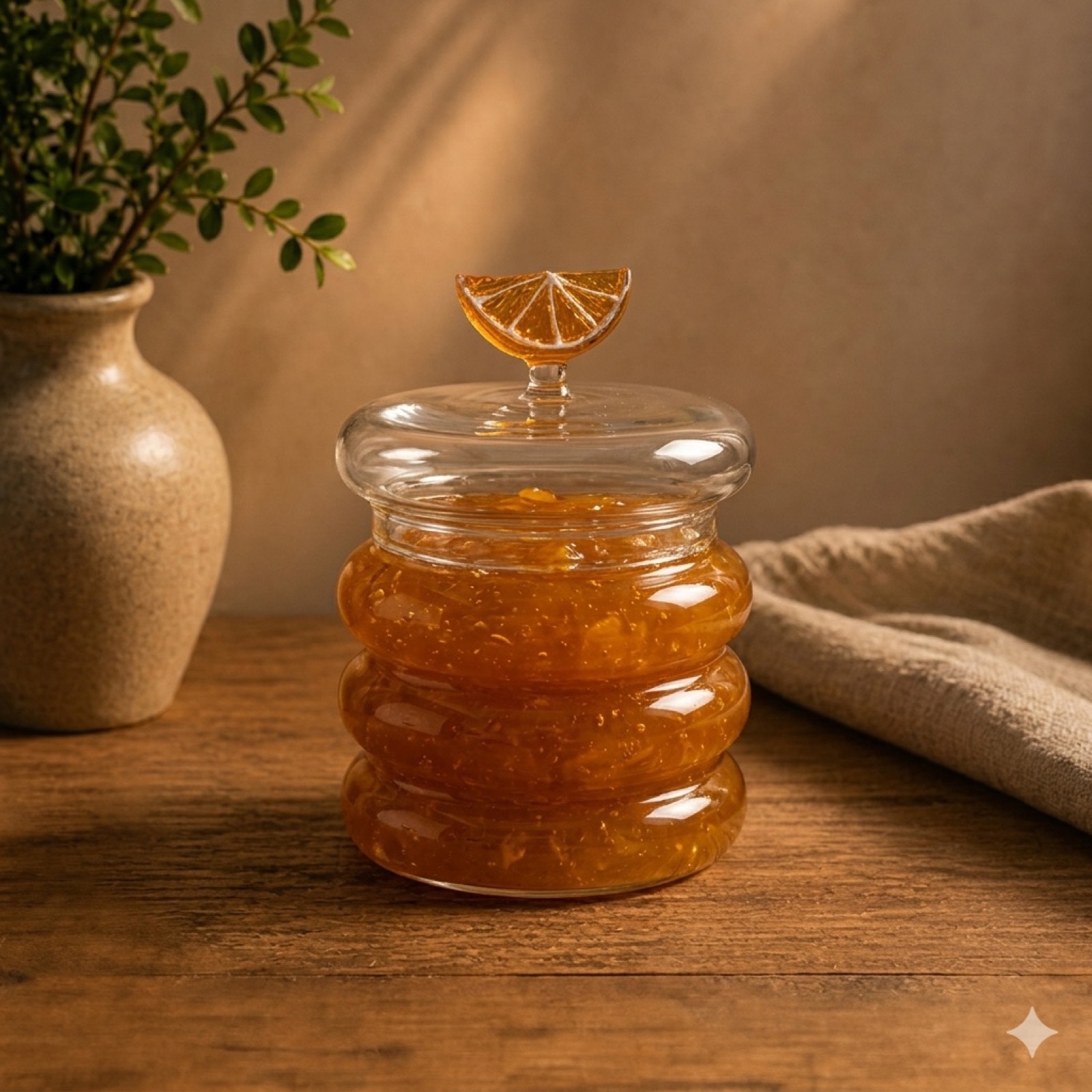 Glass Jar with Lemon on Top — glass tableware by Mezcla