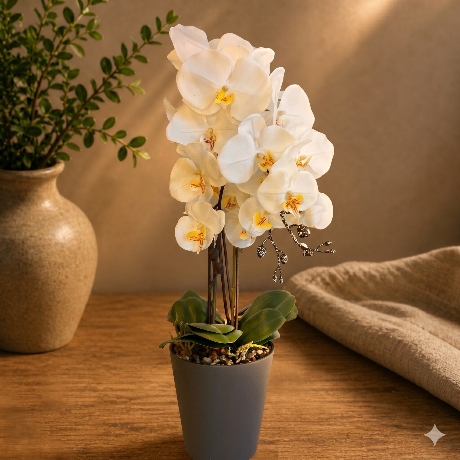 White Orchid in Matte Ceramic Pot – Medium — ceramic decor by Mezcla