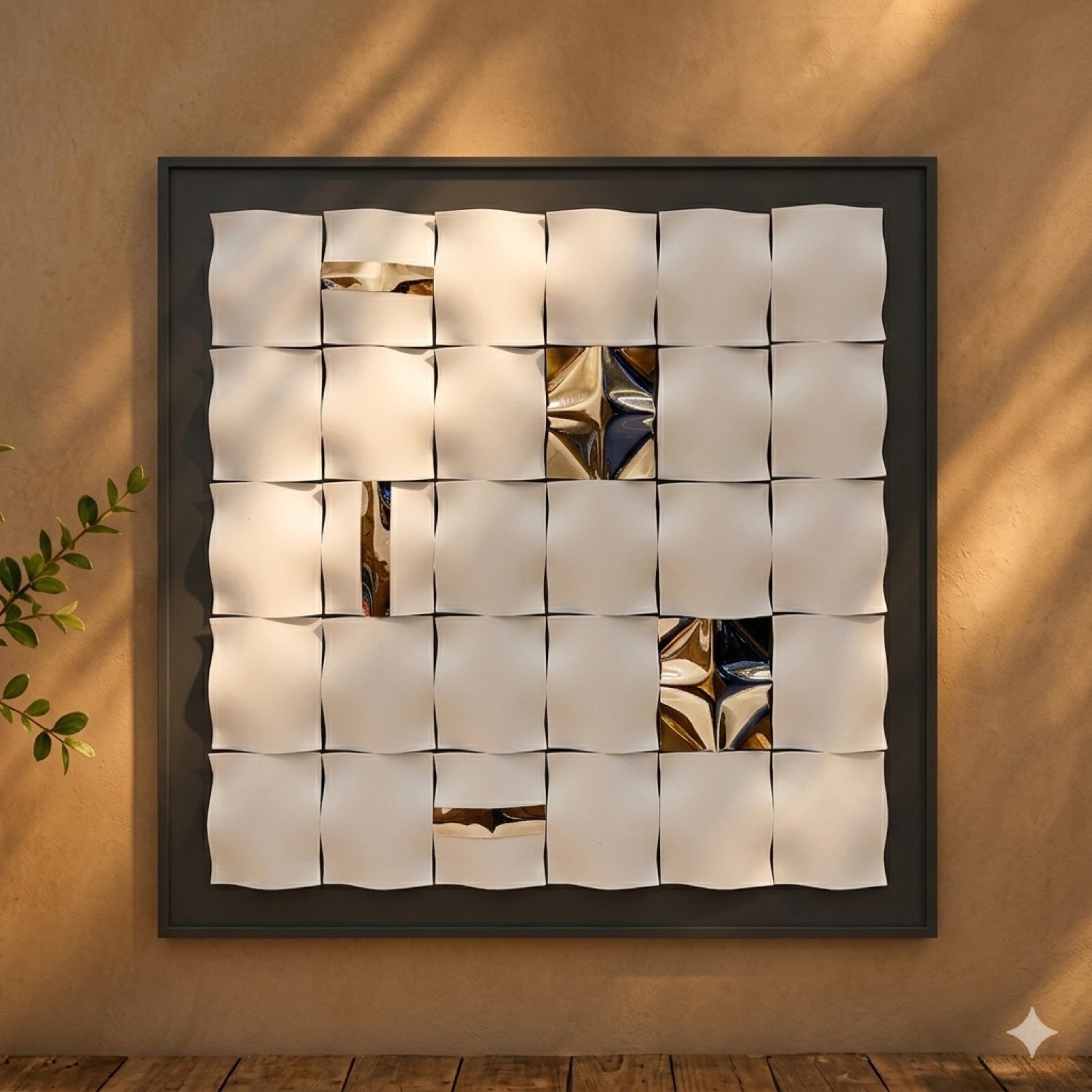 Art Wall White & Silver Squares Frame 90×90 — metal wall art by Mezcla