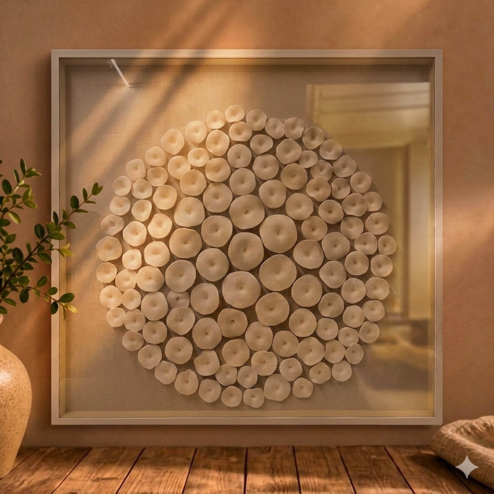Circular Ceramic Relief Wall Art – Pebble Texture 100×100 — ceramic wall art by Mezcla