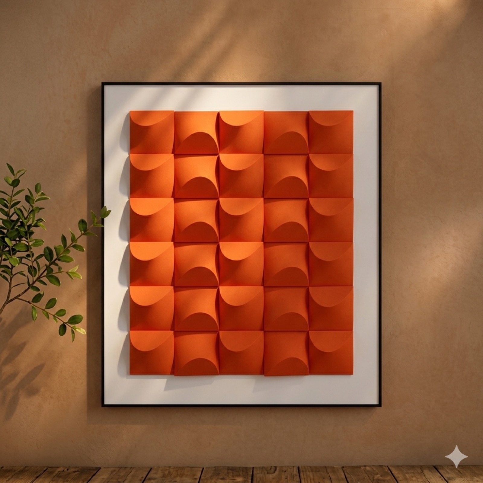 Waved Squares Frame – Orange 100×120 — canvas wall art by Mezcla