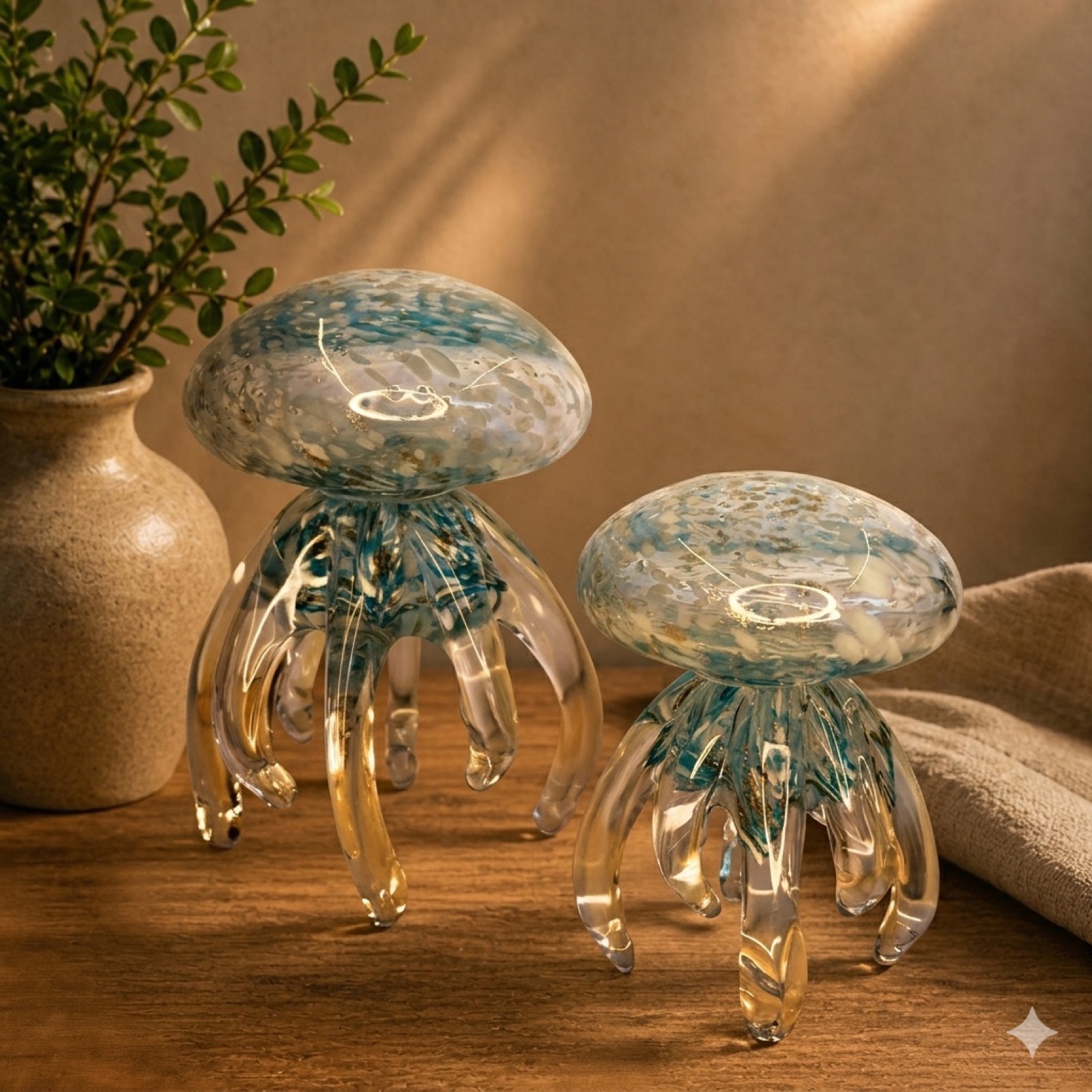 Jellyfish Art Glass — glass art by Mezcla, 14×12 cm