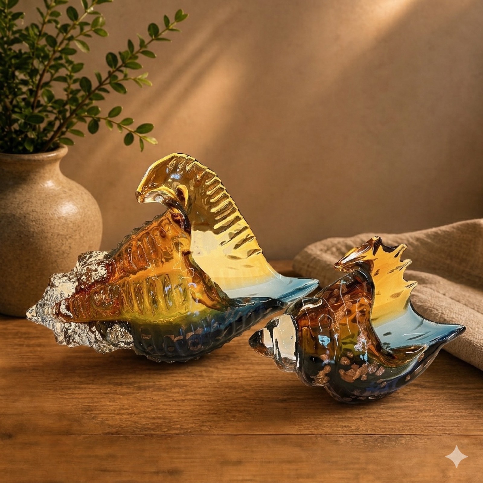 Art Glass Shell Sculpture — glass art by Mezcla, 9.5×25 cm