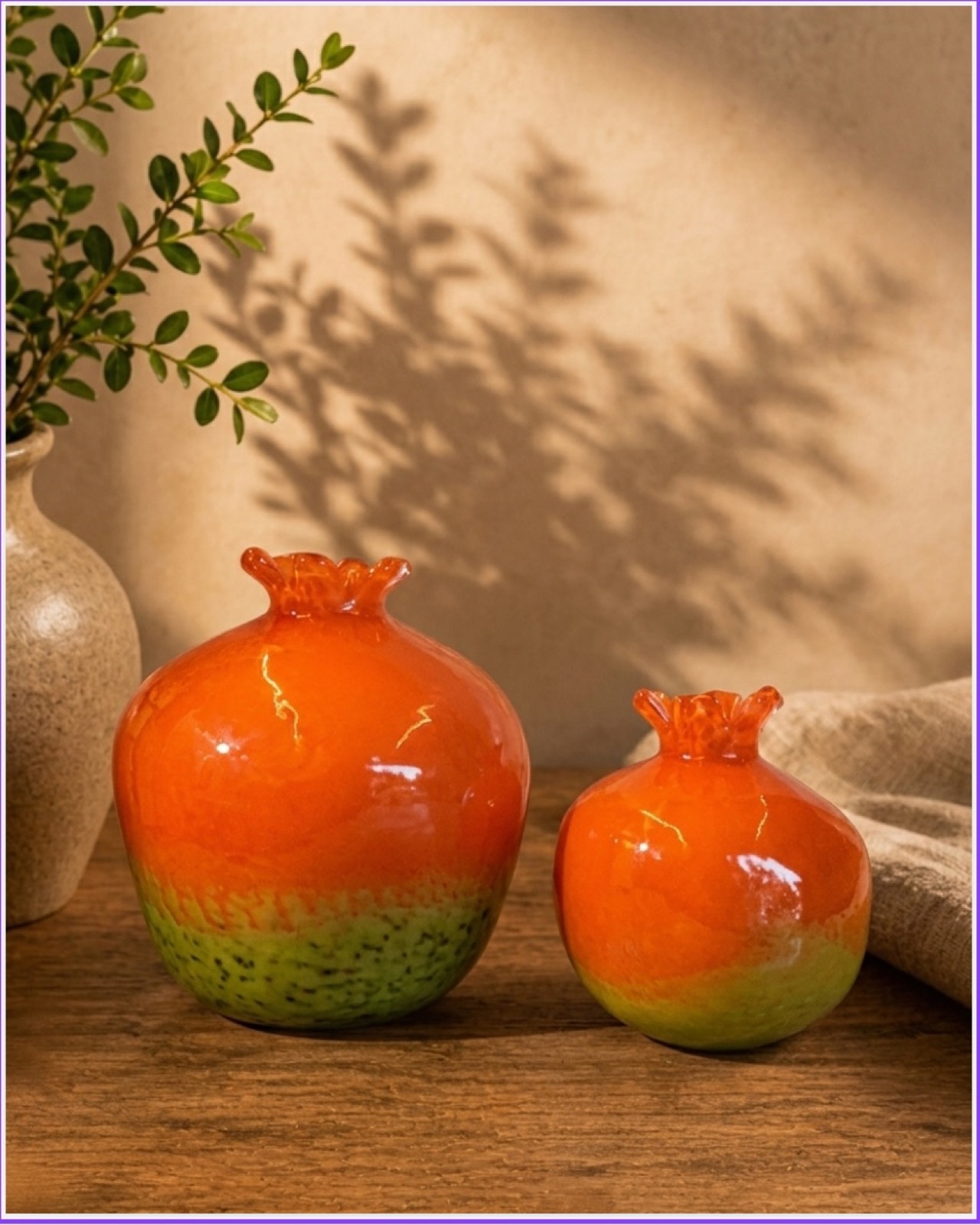 Two-Tone Ceramic Vase Pomegranate — ceramics by Mezcla, 16×15 cm