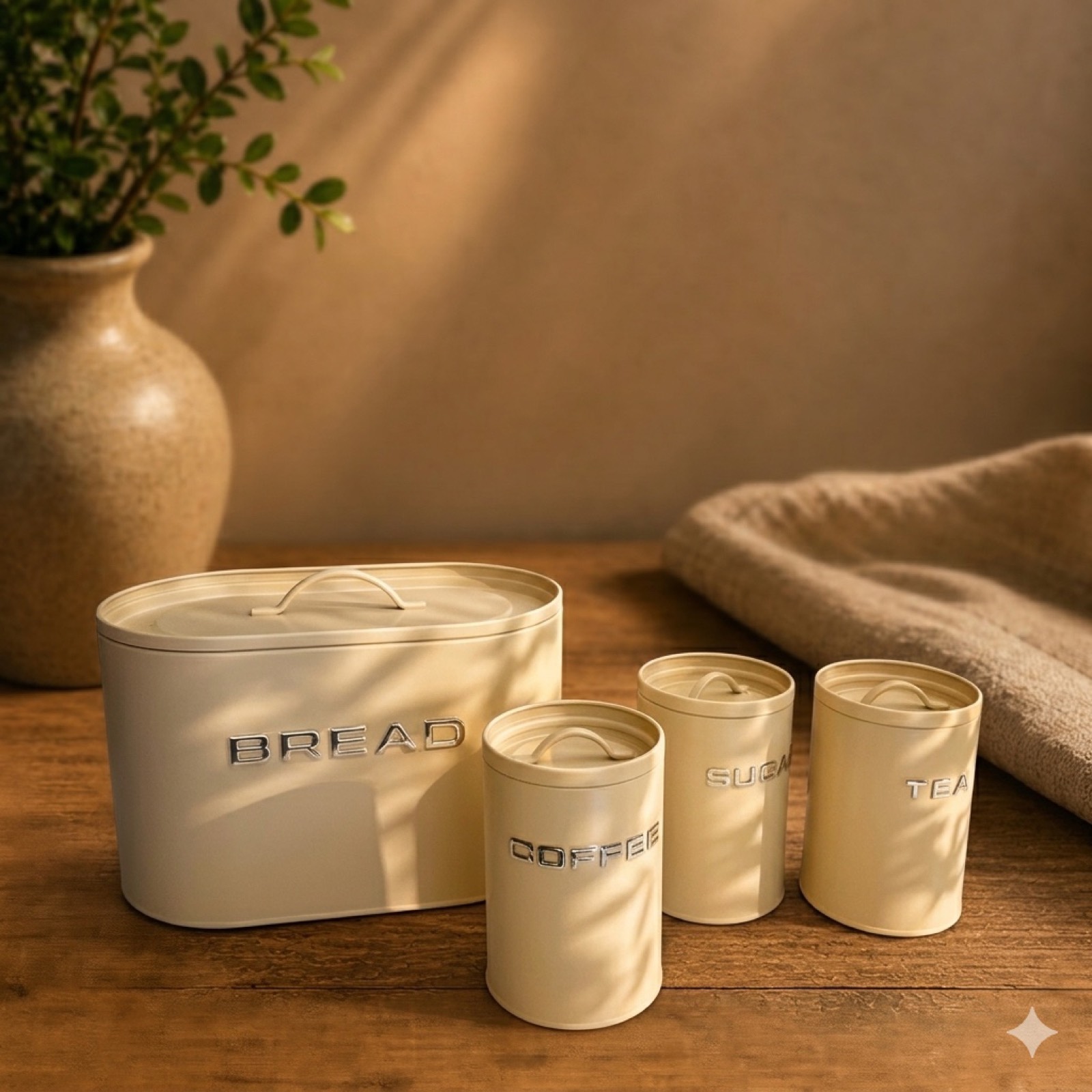 Bread Box Set – Cream — metal decor by Mezcla
