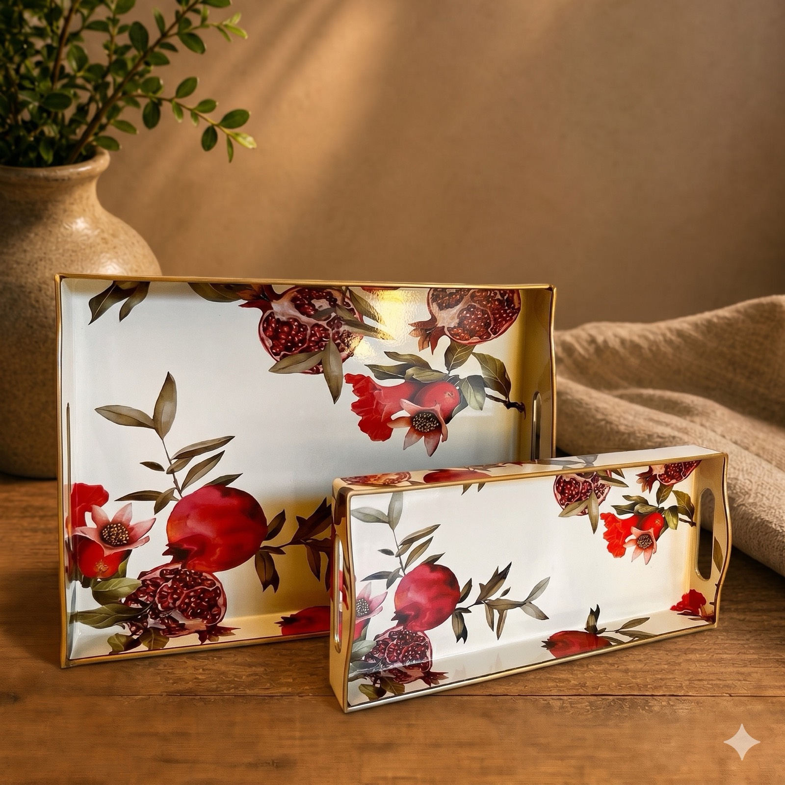 Pomegranate On White Background Tray Set — wood tableware by Mezcla