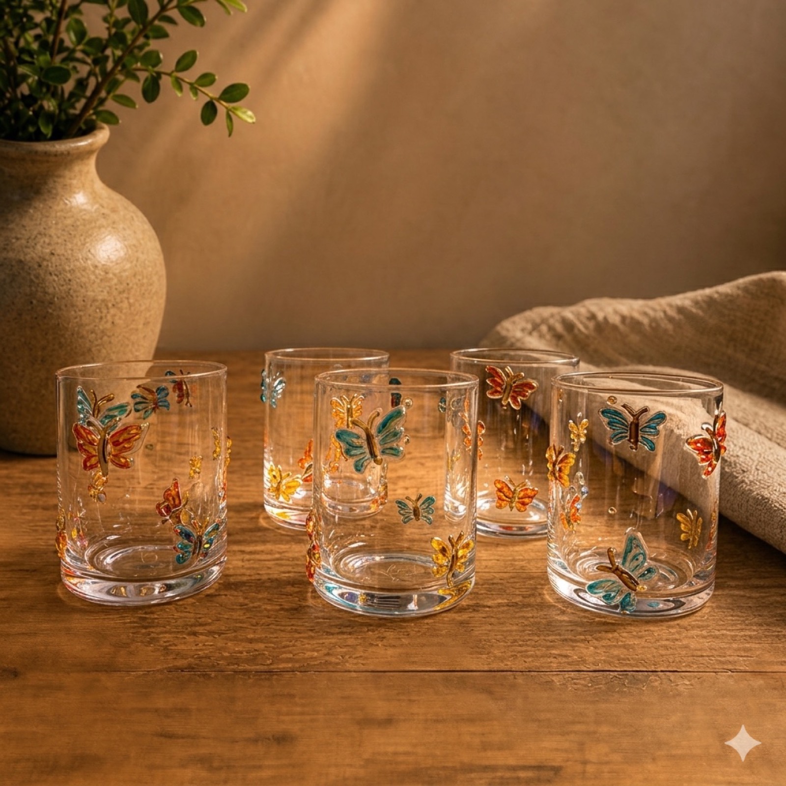 Butterfly Cup Glass – Multicolor — glass tableware by Mezcla