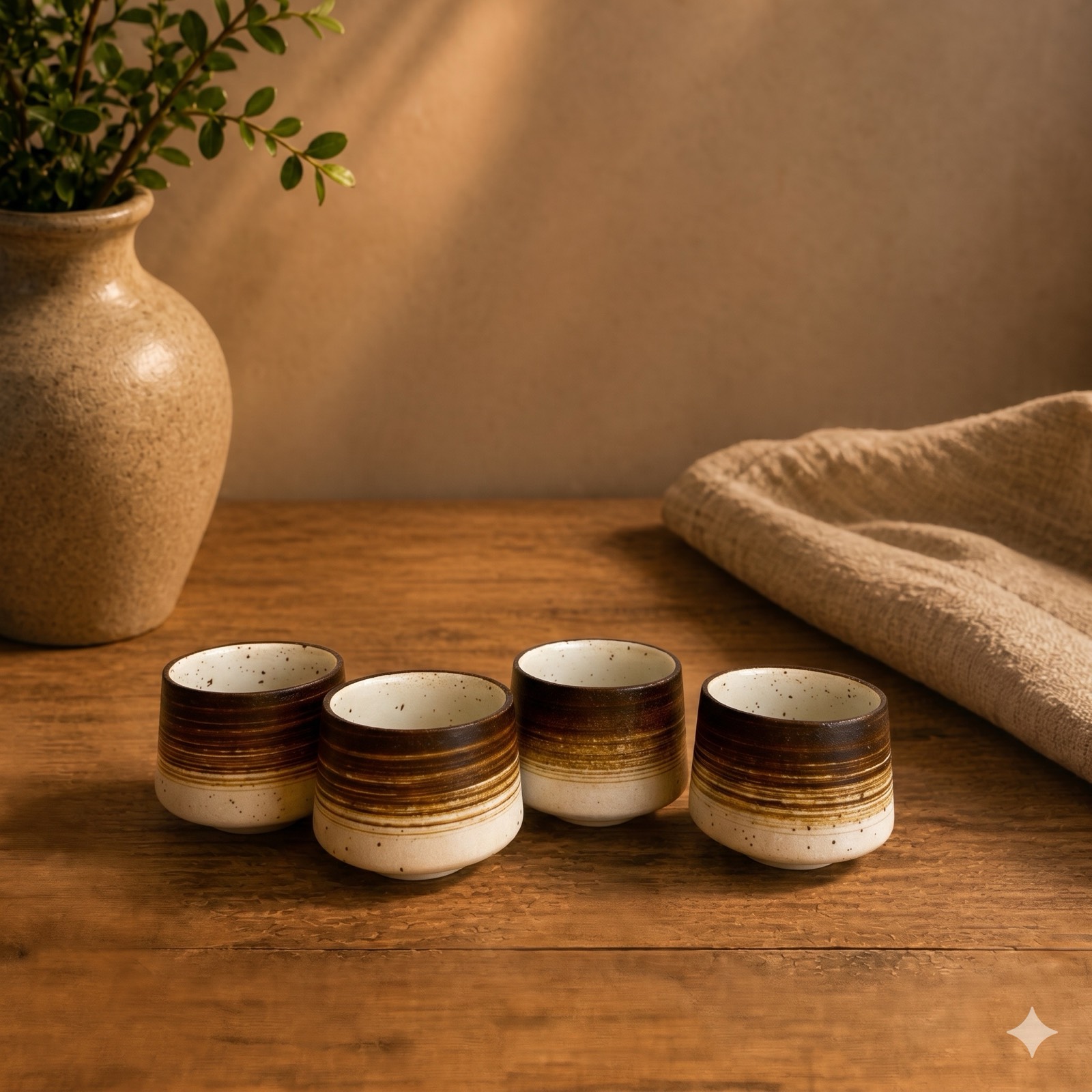 Ceramic Coffee Cup White/Brown — ceramic tableware by Mezcla