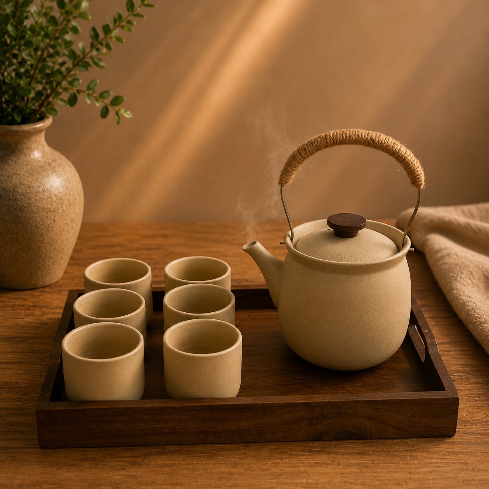 Ceramic Cups with Tea Pot Set — ceramic tableware by Mezcla