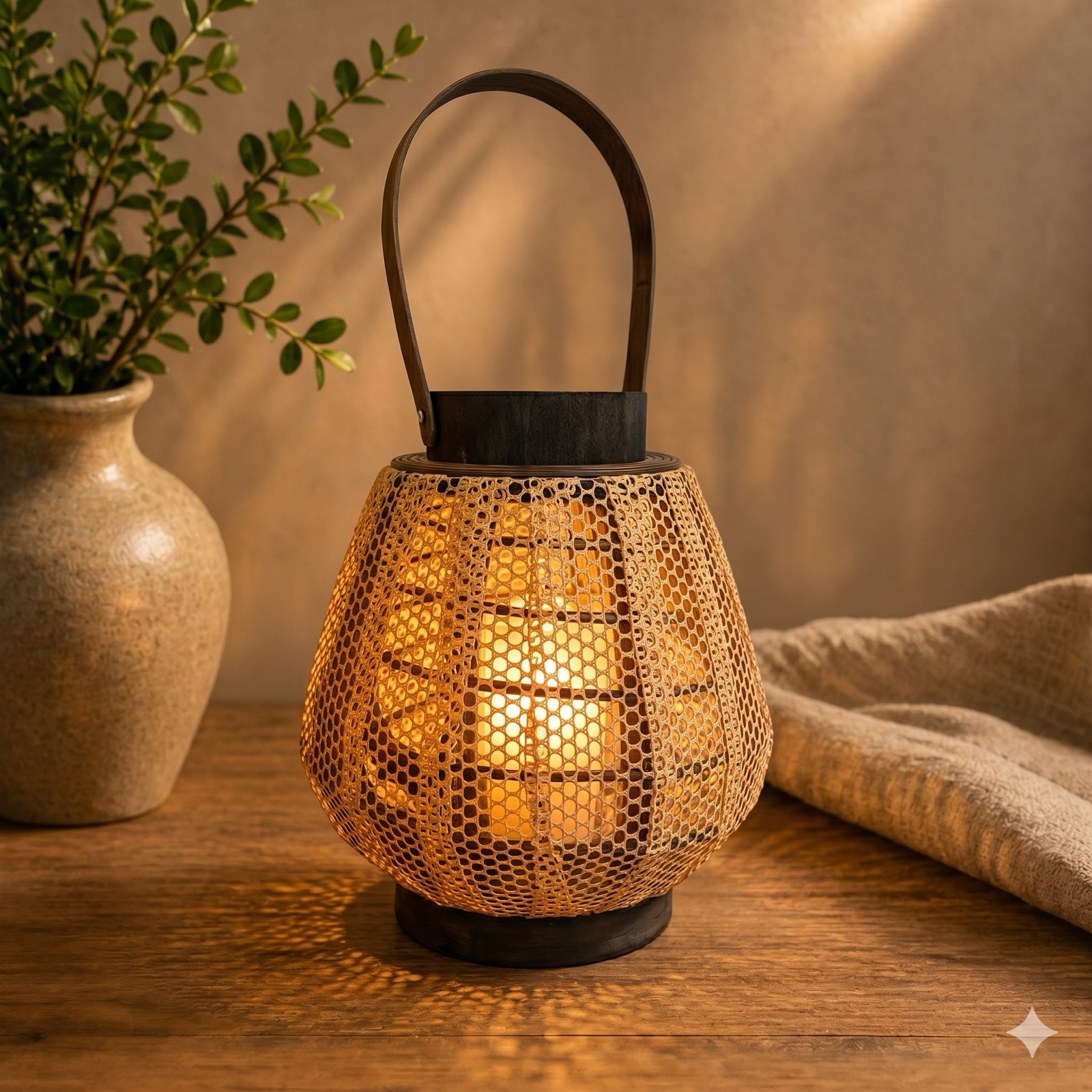 Lantern Coned Fabric Brown — fabric decor by Mezcla