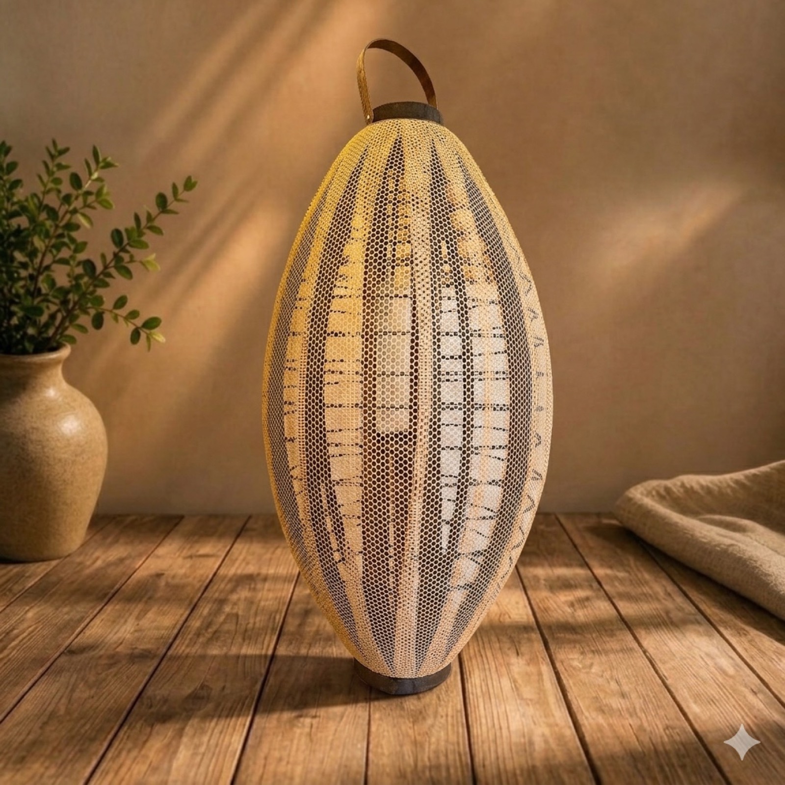 Lantern Oval Fabric Brown — fabric decor by Mezcla
