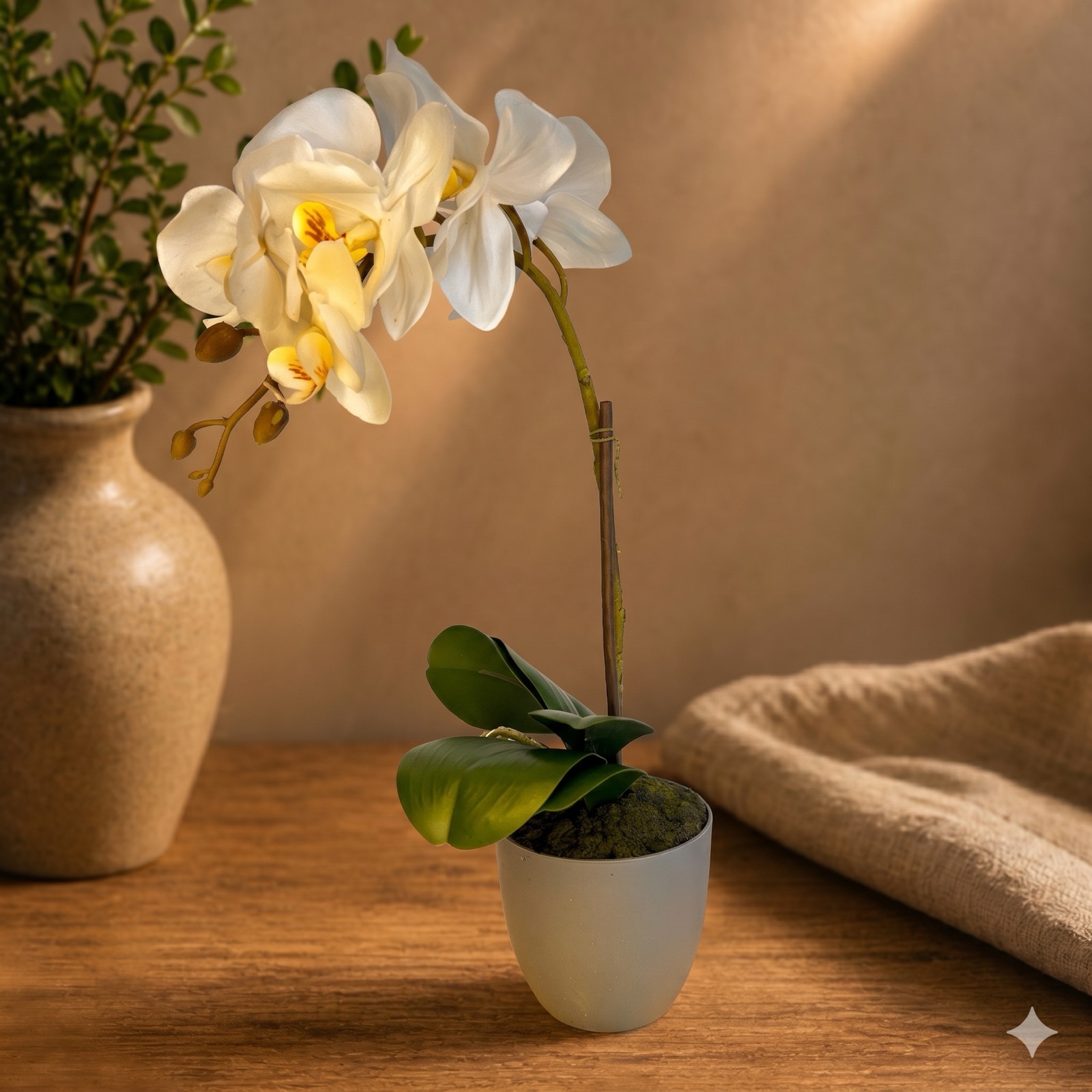 White Orchid in Matte Ceramic Pot – Large — ceramic decor by Mezcla