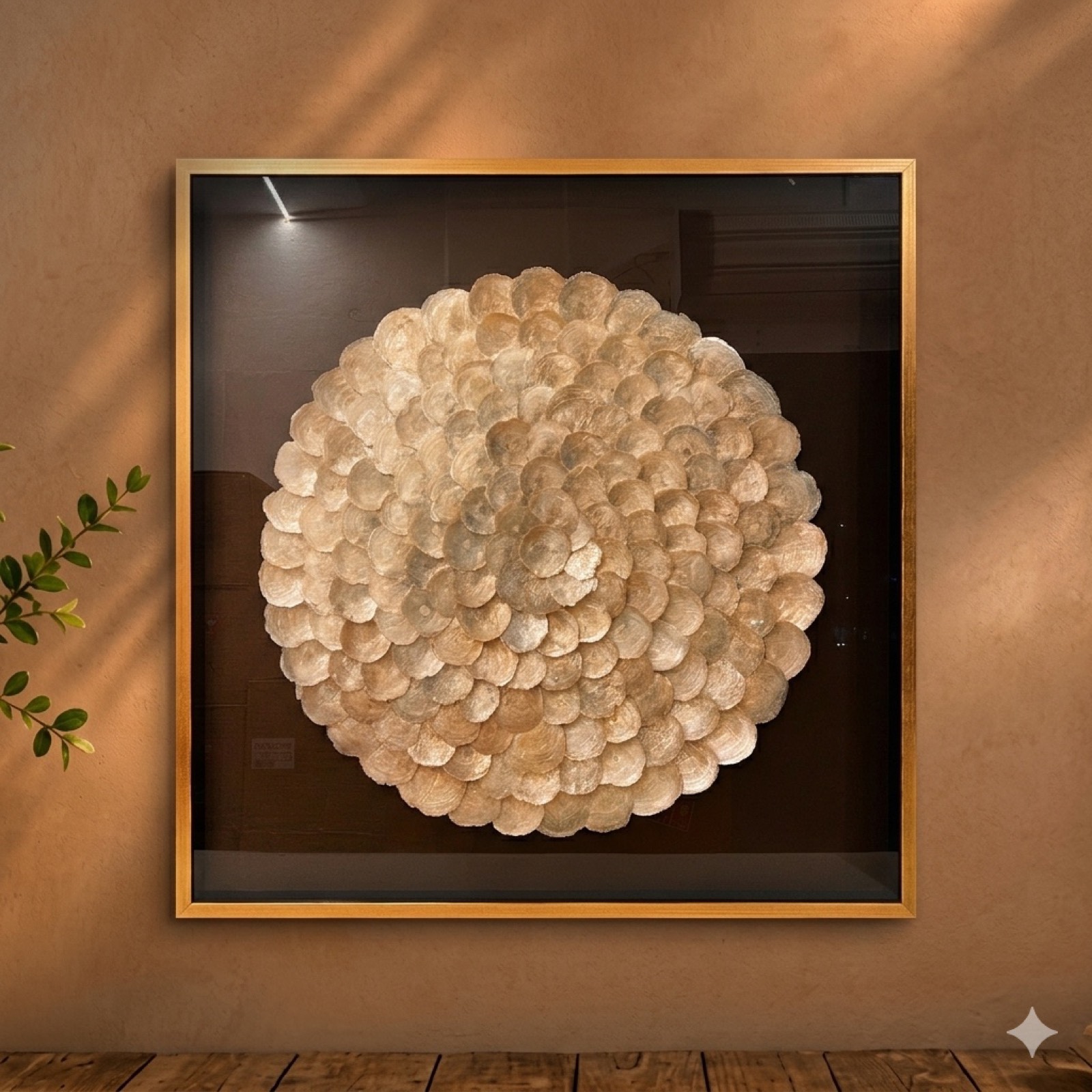 Shell Wall Art – Layered Discs 100×100 — wood wall art by Mezcla