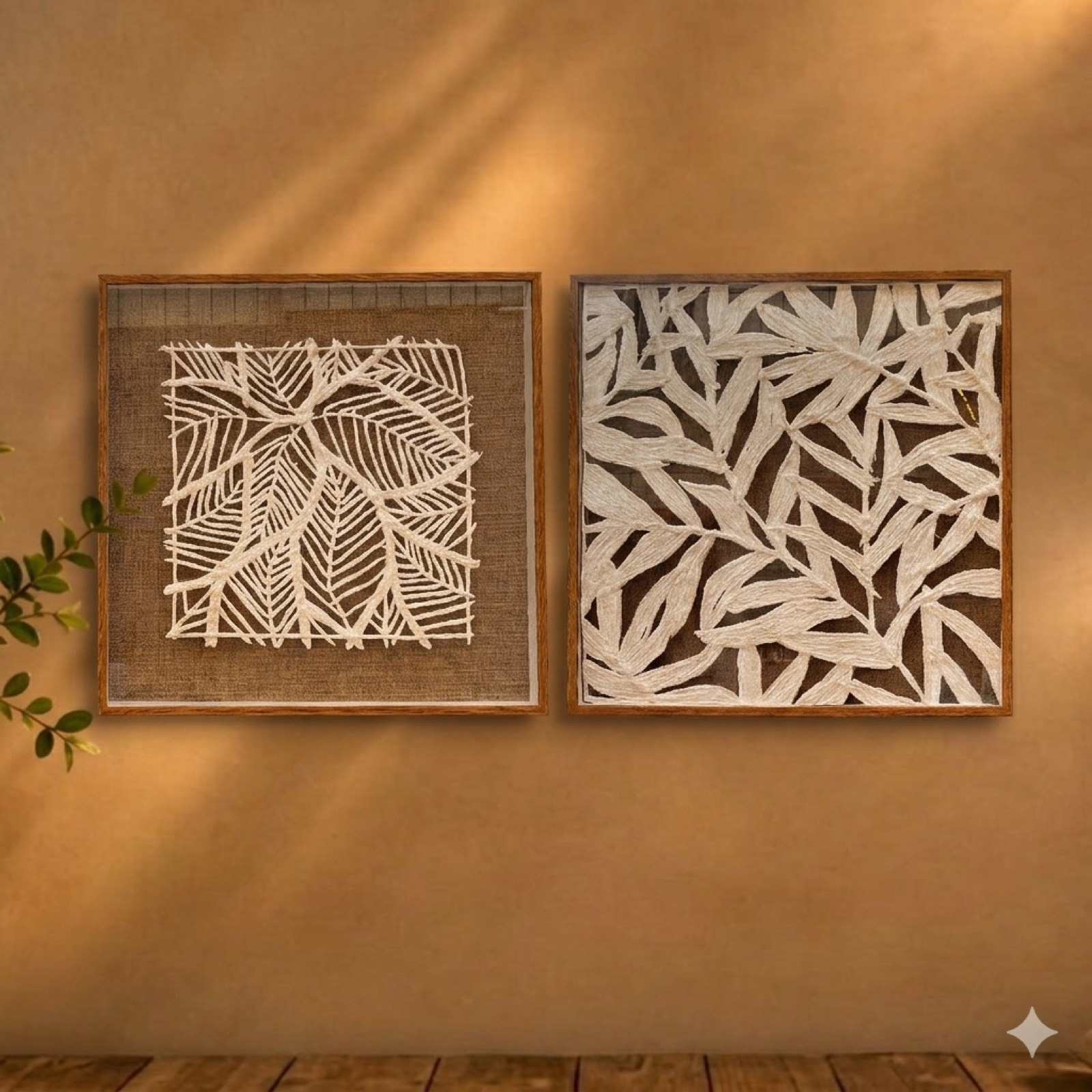 Renda Art Wall 60×60 – Botanical — mixed media wall art by Mezcla